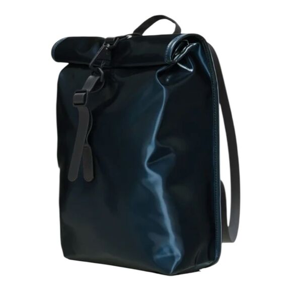 Sleek Metallic Blue Rolling Rucksack mini - Picture 3 of 4